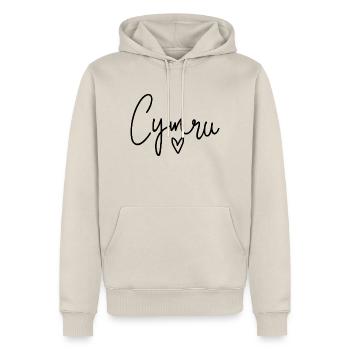 Cymru Calon Pays de Galles Coeur - Sweat à capuche Premium bio Homme - beige - Devant - Thijin (182cm) & Selfina (174cm)