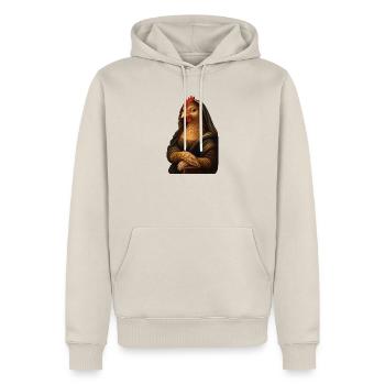 Mona Lisa als Huhn - Männer Premium Bio Hoodie - Beige - Vorne - Thijin (182cm)
