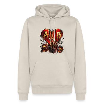 Gothic Heart Halloween – Dark Streetwear - Männer Premium Bio Hoodie - Beige - Vorne - Thijin (182cm)