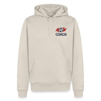 Trainer Papa Fußballduo Vater und Sohn - Männer Premium Bio Hoodie - Beige - Vorne - Thijin (182cm)