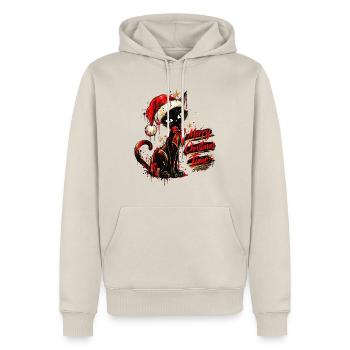 Cute Black Cat Christmas – Merry Christmas Time - Männer Premium Bio Hoodie - Beige - Vorne - Thijin (182cm)