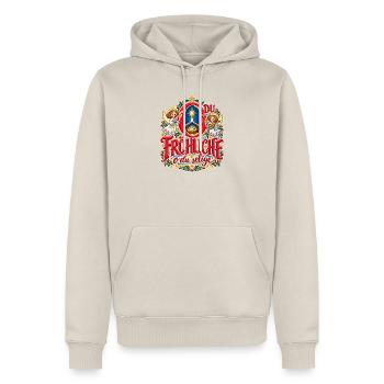 O du fröhliche Weihnachtspullover Engel Krippe - Männer Premium Bio Hoodie - Beige - Vorne - Thijin (182cm)