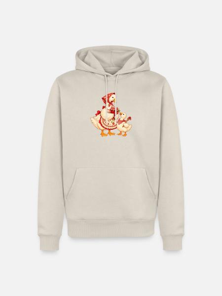 Baka Gans mit Enkel – Omas Marmelade - Männer Premium Bio Hoodie - Beige