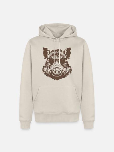 Wildschwein Jäger - Männer Premium Bio Hoodie - Beige