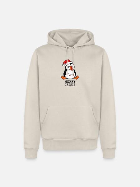 Fröhliche Weihnachtskrise Meme Lustiger Papageientaucher - Männer Premium Bio Hoodie - Beige