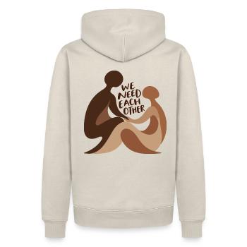 We Need Each Other - Männer Premium Bio Hoodie - Beige - Hinten - Thijin (182cm)