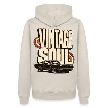 Vintage Soul Classic Car - Männer Premium Bio Hoodie - Beige - Hinten - Thijin (182cm)