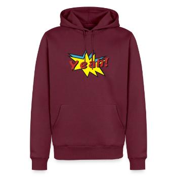 yeah comic - Männer Premium Bio Hoodie - Burgunderrot - Vorne - Nico (187cm)