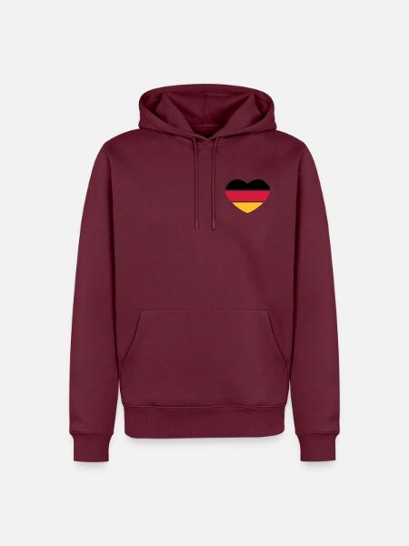 Herz 3farbig - Schwarz Rot Gold - Deutschland - Männer Premium Bio Hoodie - Burgunderrot