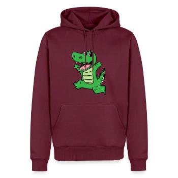 Krokodil Niedlich froh lustig - Männer Premium Bio Hoodie - Burgunderrot - Vorne - Nico (187cm)