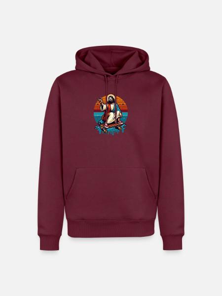 Jesus Skateboard - Männer Premium Bio Hoodie - Burgunderrot