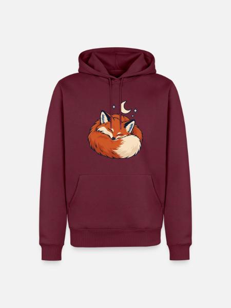 Schlafender Fuchs Sternennacht - Männer Premium Bio Hoodie - Burgunderrot