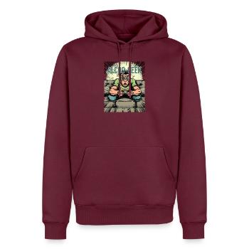 ALKOHOLIKER-NERD – VIDEOSPIELSÜCHTIGER - Männer Premium Bio Hoodie - Burgunderrot - Vorne - Nico (187cm)
