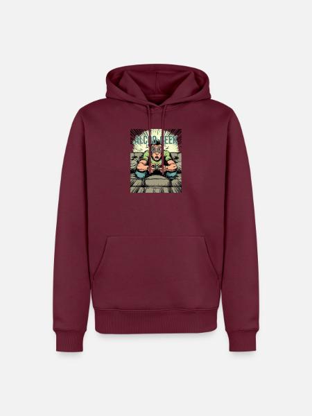 ALKOHOLIKER-NERD – VIDEOSPIELSÜCHTIGER - Männer Premium Bio Hoodie - Burgunderrot