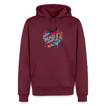  Bungee Jumper Geschenkidee, Bungy Jumps, Bungee - Männer Premium Bio Hoodie - Burgunderrot - Vorne - Nico (187cm)