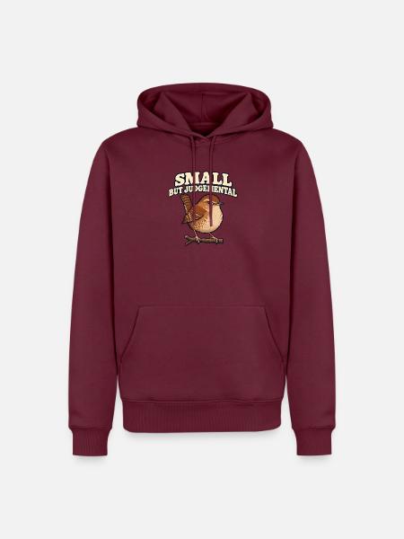 Urteilender Zaunkönig - Männer Premium Bio Hoodie - Burgunderrot
