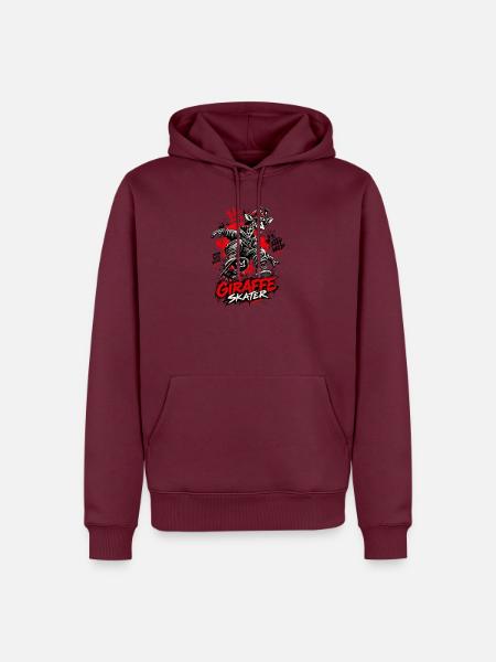 Giraffe Skateboarder Street Art - Männer Premium Bio Hoodie - Burgunderrot
