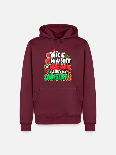 Eigene Sachen Weihnachtsspruch - Männer Premium Bio Hoodie - Burgunderrot