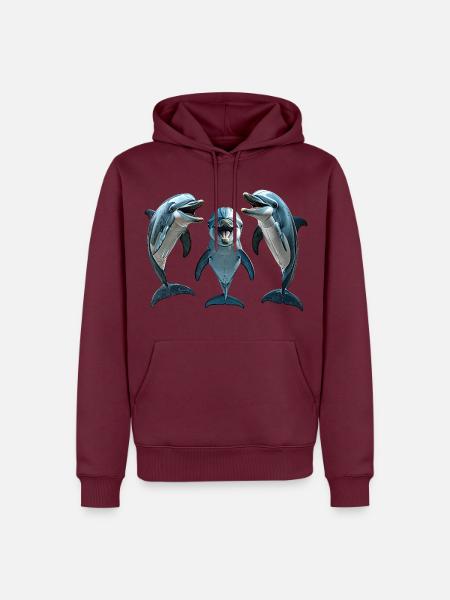 Delfine - Männer Premium Bio Hoodie - Burgunderrot