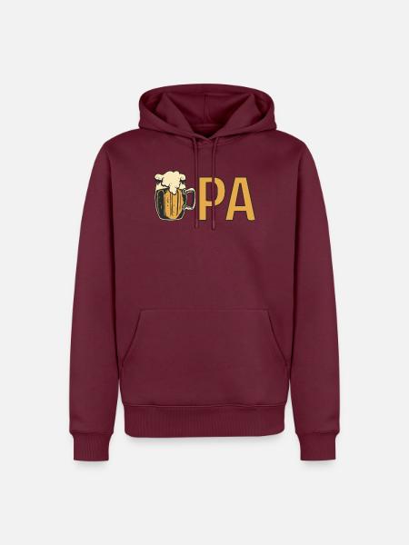 Opa mit Bierkrug – Orange - Männer Premium Bio Hoodie - Burgunderrot