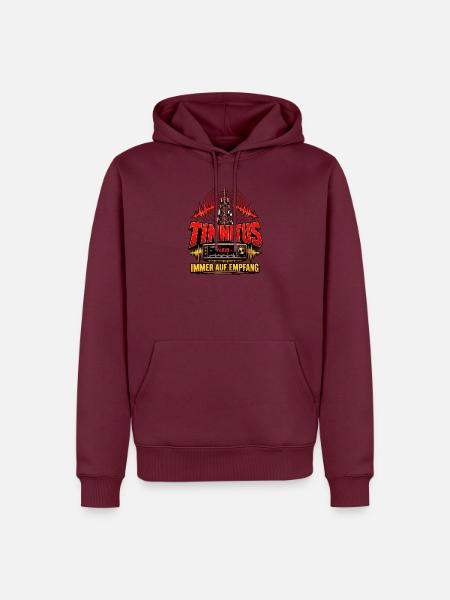TINNITUS IMMER AUF EMPFANG - Männer Premium Bio Hoodie - Burgunderrot