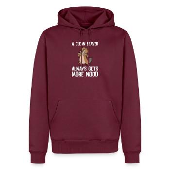 A Clean Beaver Always Gets More Wood Biber Holz - Männer Premium Bio Hoodie - Burgunderrot - Vorne - Nico (187cm)