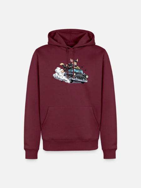 Bunny Punk im Taxi-Action - Männer Premium Bio Hoodie - Burgunderrot