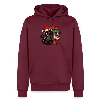 Eine Katze, die Weihnachten hasst - Männer Premium Bio Hoodie - Burgunderrot - Vorne - Nico (187cm)