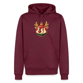 Fröhliches Rentier-Ornament - Männer Premium Bio Hoodie - Burgunderrot - Vorne - Nico (187cm)