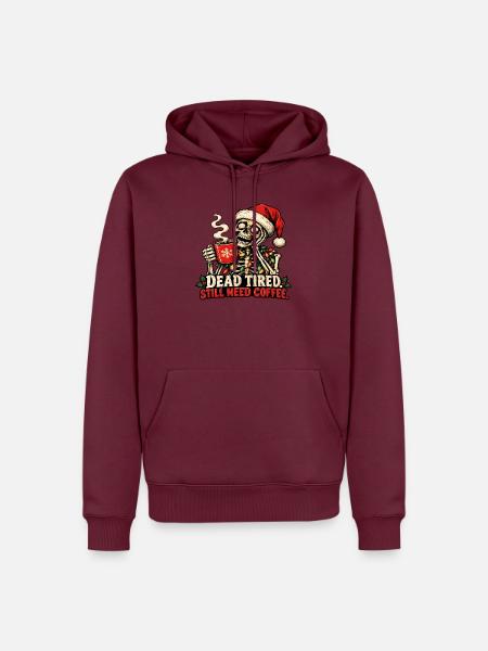 Das Weihnachtsskelett braucht Kaffee - Männer Premium Bio Hoodie - Burgunderrot