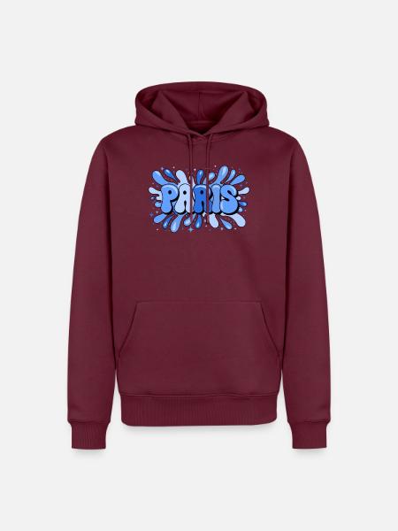 Paris Blue Bubbles Pop Art - Männer Premium Bio Hoodie - Burgunderrot