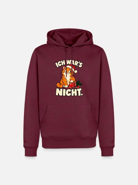 Ich war’s nicht – Lustige Weihnachtskatze - Männer Premium Bio Hoodie - Burgunderrot