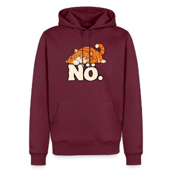 Nö – Lustige Katze mit schlechter Laune - Männer Premium Bio Hoodie - Burgunderrot - Vorne - Nico (187cm)
