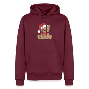 Gemütlicher Weihnachtsteddybär - Männer Premium Bio Hoodie - Burgunderrot - Vorne - Nico (187cm)