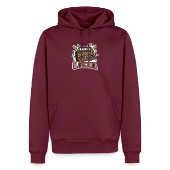Old School Boombox – Retro-Musik der 80er - Männer Premium Bio Hoodie - Burgunderrot - Vorne - Nico (187cm)