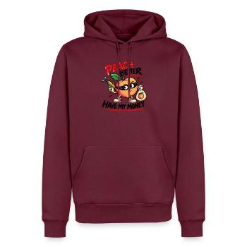 Peach Better Have My Money – Gangster Pfirsich - Männer Premium Bio Hoodie - Burgunderrot - Vorne - Nico (187cm)