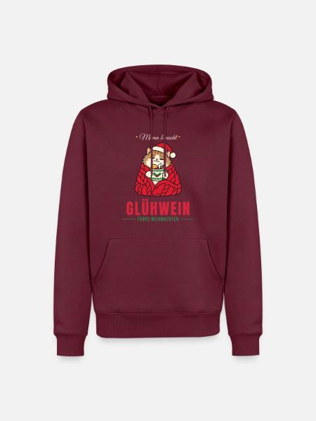 Mama braucht Glühwein - Katze - Männer Premium Bio Hoodie - Burgunderrot