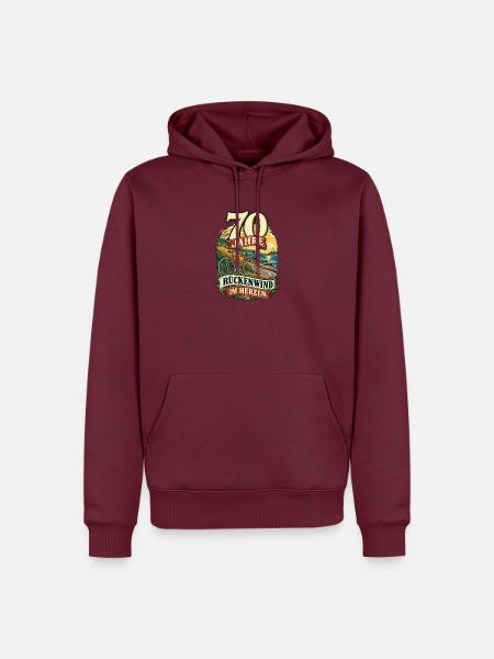 70 Jahre Rückenwind im Herzen - Männer Premium Bio Hoodie - Burgunderrot