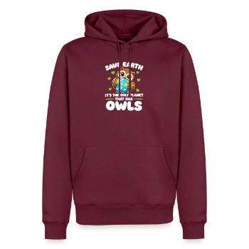  Rette Die Erde, Sie Ist Der Einzige Planet, Auf - Männer Premium Bio Hoodie - Burgunderrot - Vorne - Nico (187cm)
