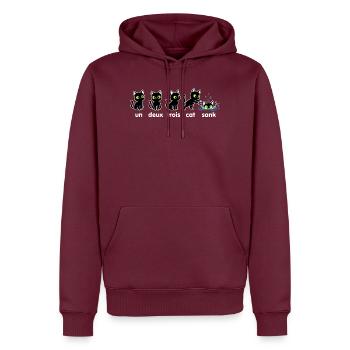Un Deux Trois Katzen Sink - Männer Premium Bio Hoodie - Burgunderrot - Vorne - Nico (187cm)