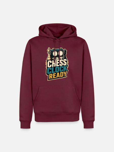 CHESS CLOCK READY - Männer Premium Bio Hoodie - Burgunderrot