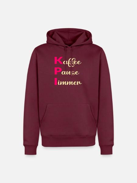 Büro Kaffee Sprüche, KPI - Männer Premium Bio Hoodie - Burgunderrot
