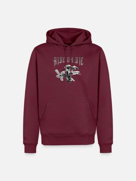 Skull_Ride_or_die - Männer Premium Bio Hoodie - Burgunderrot