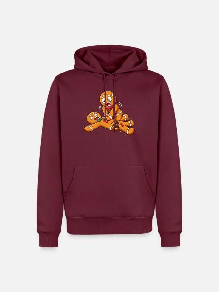 Lebkuchen Chaos: Zerrissenes Kekspaar - Männer Premium Bio Hoodie - Burgunderrot