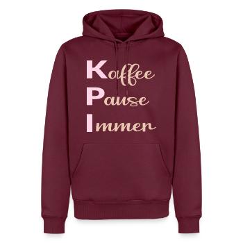 Büro Kaffee Sprüche - Männer Premium Bio Hoodie - Burgunderrot - Vorne - Nico (187cm)