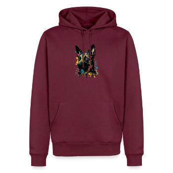 Belgischer Malinois Schäferhund Bunt Pop Art Hund - Männer Premium Bio Hoodie - Burgunderrot - Vorne - Nico (187cm)
