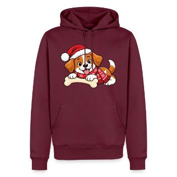 Süßer Weihnachtshund - Männer Premium Bio Hoodie - Burgunderrot - Vorne - Nico (187cm)