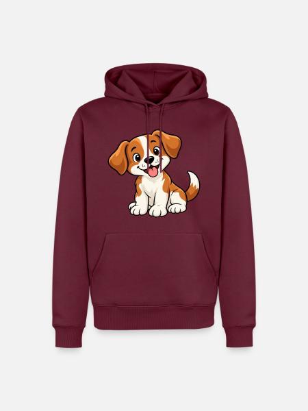 Süßer Comic-Hund - Männer Premium Bio Hoodie - Burgunderrot
