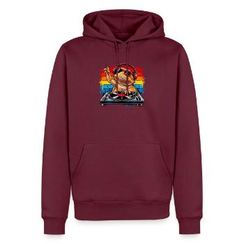 Bearded Dragon DJ Rainbow Vibes - Männer Premium Bio Hoodie - Burgunderrot - Vorne - Nico (187cm)