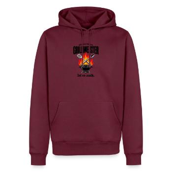 Grillmeister Feuerdesign - Männer Premium Bio Hoodie - Burgunderrot - Vorne - Nico (187cm)